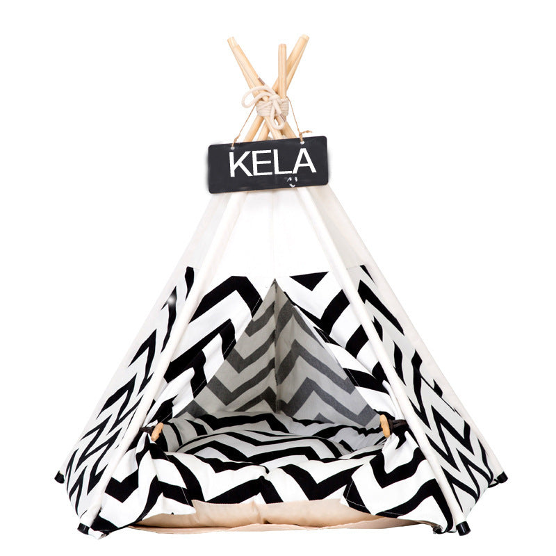Molly Pistachio® | Black Chevron Print Tee-Pee Dog Bed