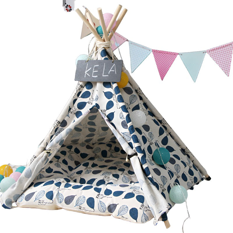Molly Pistachio® | Forest Leaves Tee Pee Dog Bed
