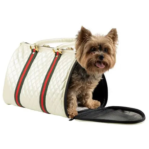 Duffel Ivory Quilted Luxe with Stripe