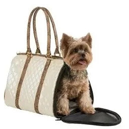 Duffel Ivory Quilted Luxe Faux Snake Trim