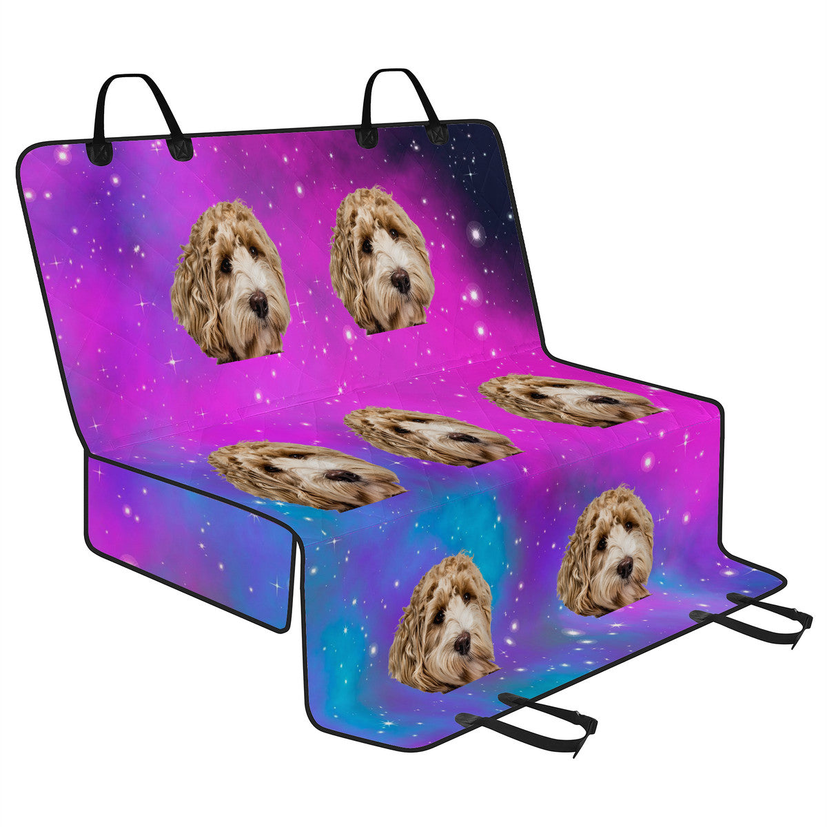 Molly Pistachio™ | Custom Dog Face Seat Cover - Purple Haze
