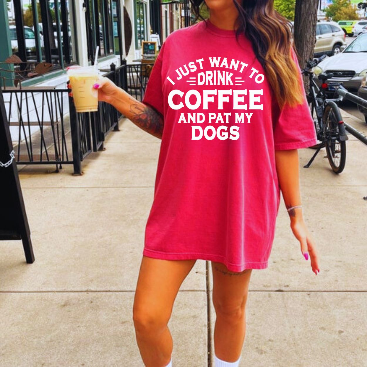 Comfort Colors I Just Want Coffee And Pat My Dogs T-Shirt