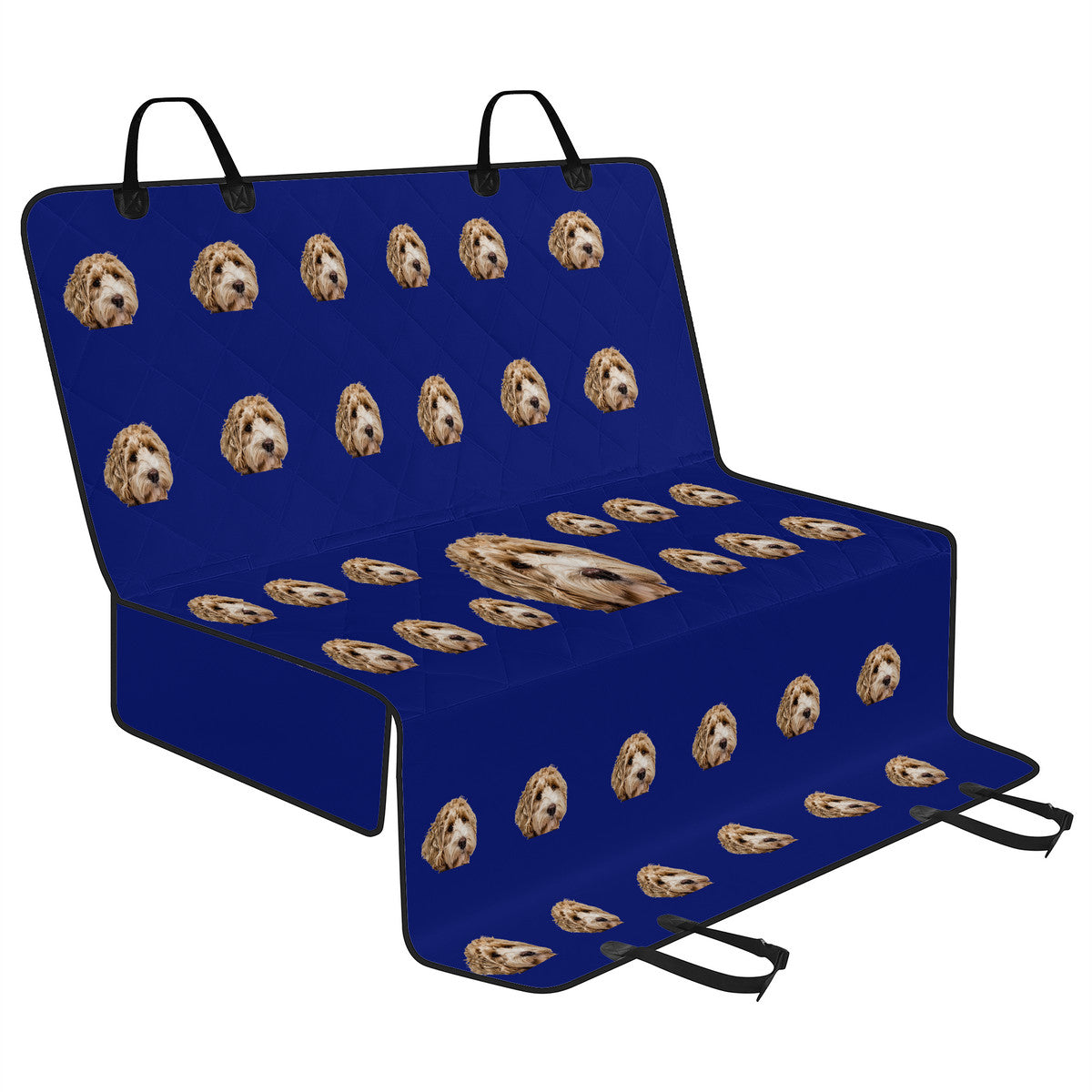 Molly Pistachio™ | Custom Dog Face Seat Cover - Blue