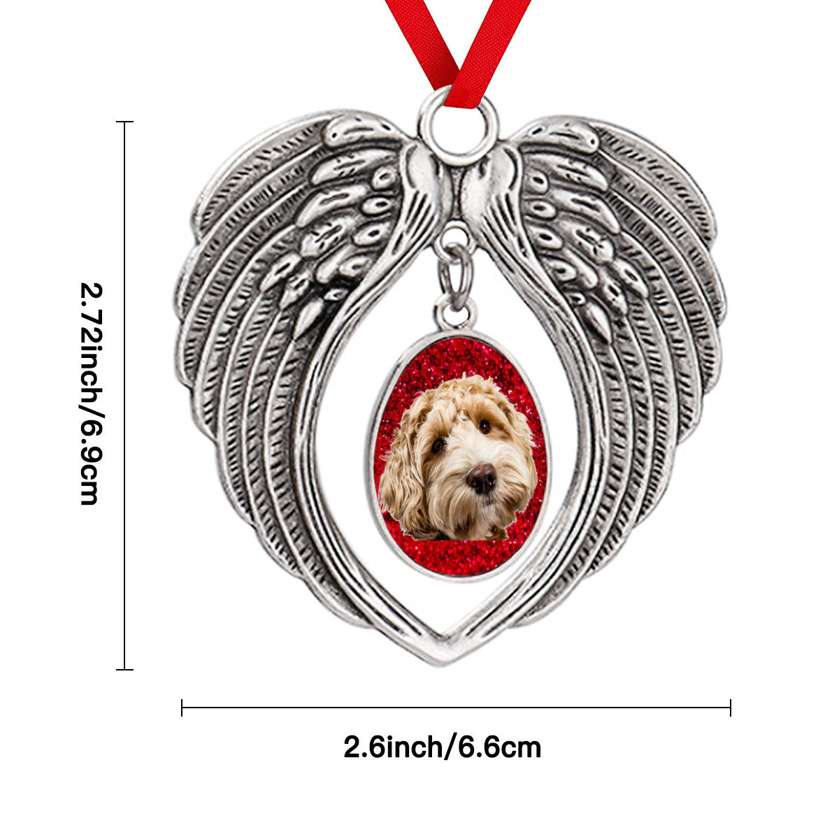 Christmas Day retro wings oval Ornament (regional custom) | Zinc alloy - dog4