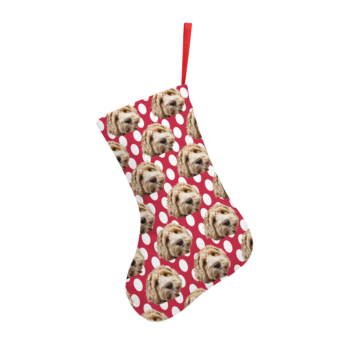 Christmas Socks | Polyester - Repeat Print Dog Face Christmas Stocking