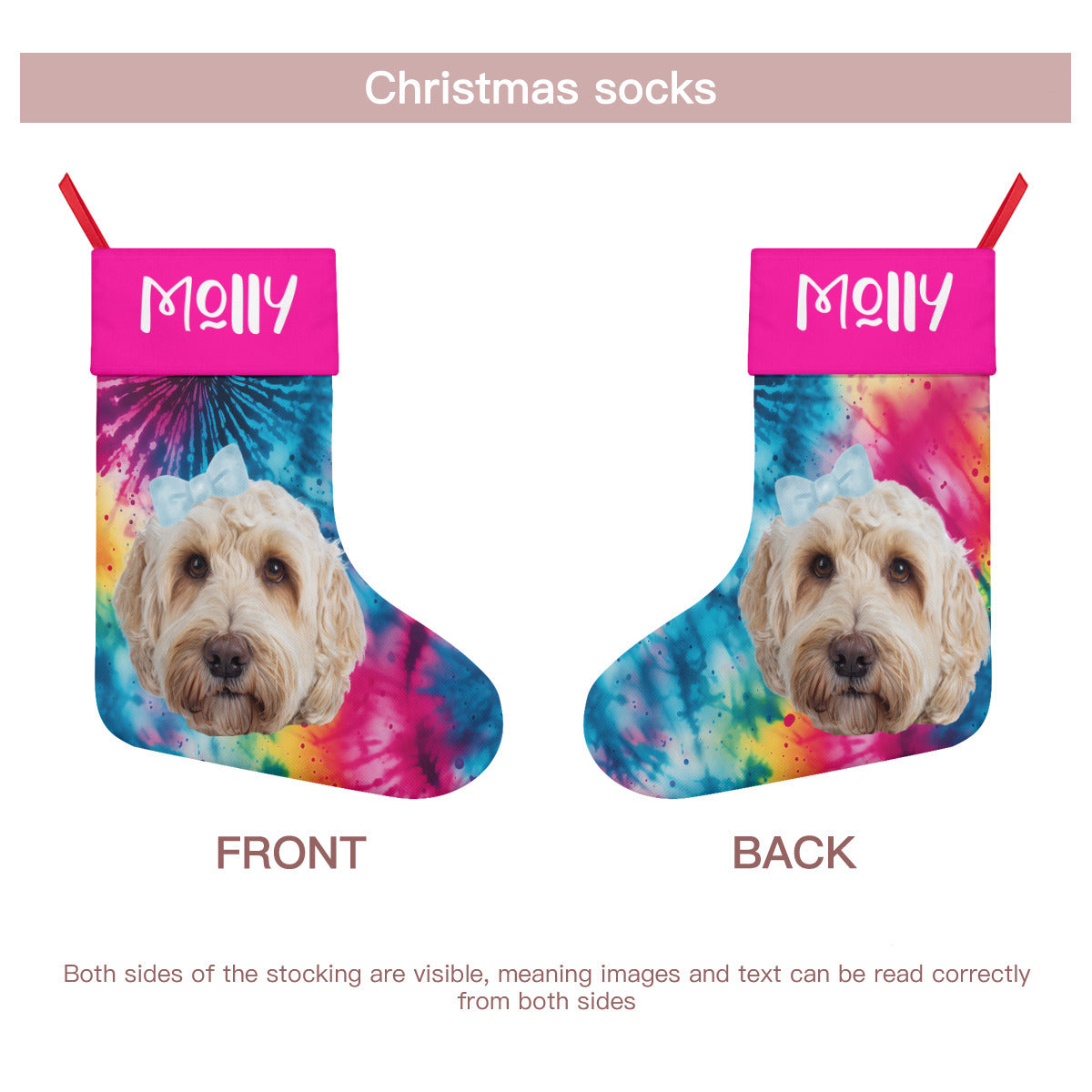 Christmas Stocking (16 inch)｜Linen - dog3
