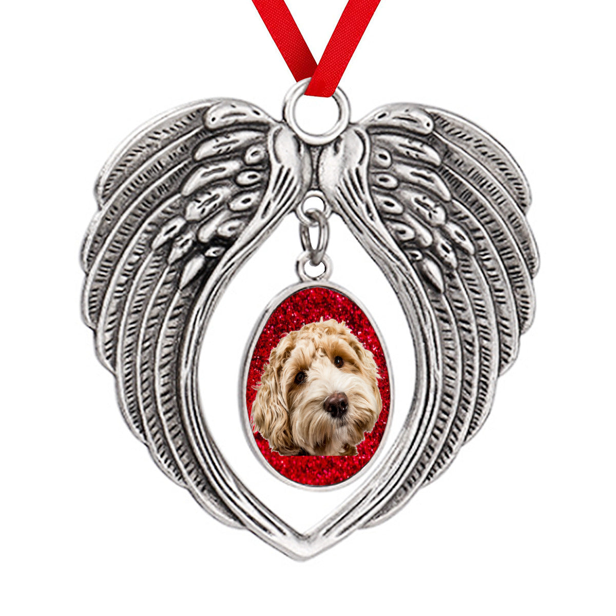 Christmas Day retro wings oval Ornament (regional custom) | Zinc alloy - dog4