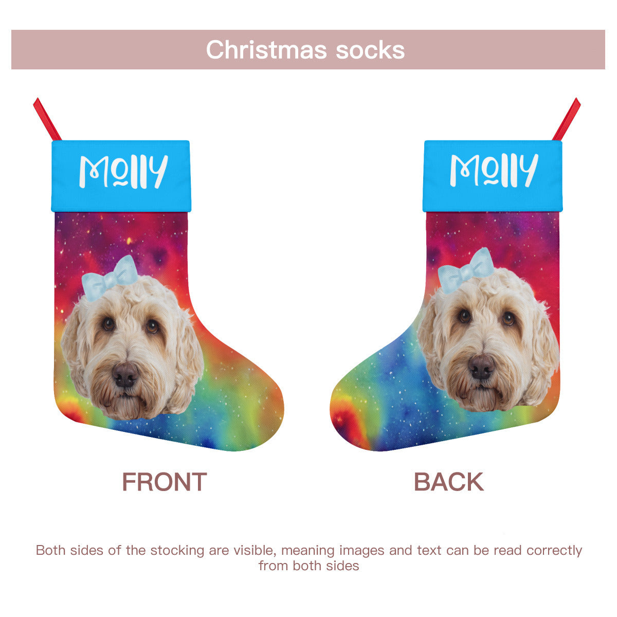 Christmas Stocking (16 inch)｜Linen - dog3