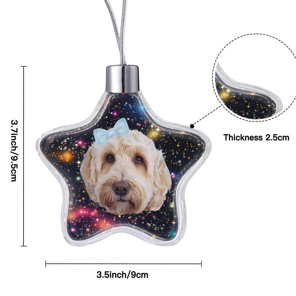Christmas Day transparent star-shaped Ornament (single-sided custom) | PC - dog3