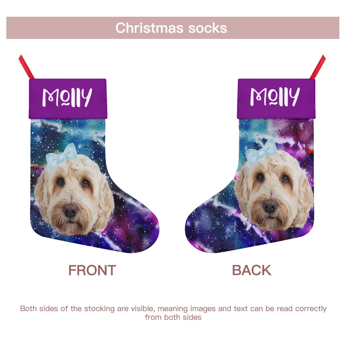 Christmas Stocking (16 inch)｜Linen - dog3